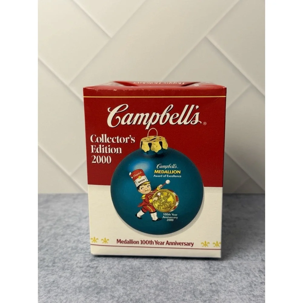 2000 Campbells Soup Collectors Edition Medallion 100th Anniv Ornament w/Box